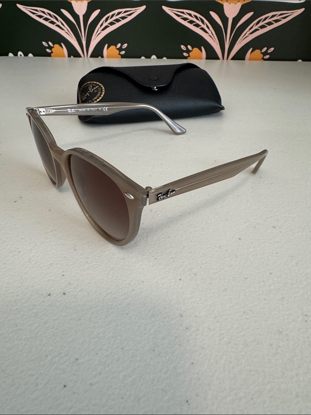 Ray-Ban Women's Taupe Round Sunglasses with Brown Gradient Lenses - Picture 5 of 13